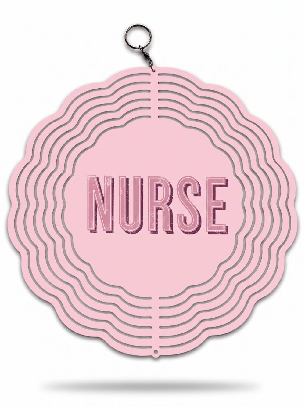 10" Retro Pink Nurse Kinetic Wind Spinner - Metal Hanging Garden Yard Decor
